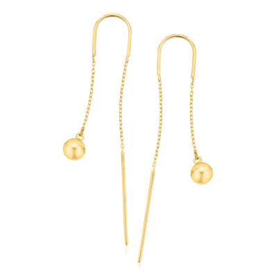9ct Yellow Gold Thread Ball Drop Earrings