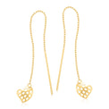 9ct Yellow Gold Thread Heart Drop Earrings