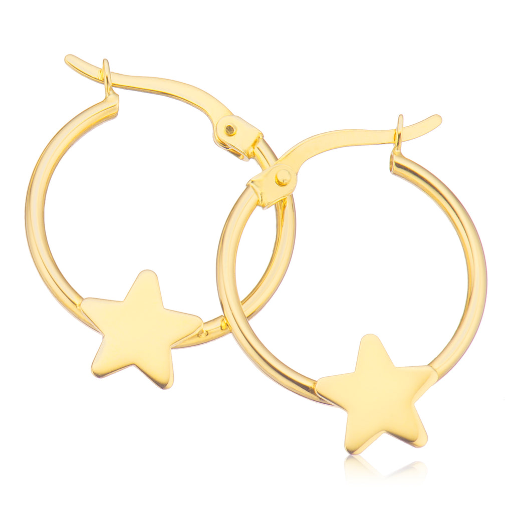 Zirconia Star Hoop Earrings - Gold main image 0