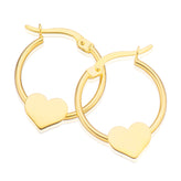 9ct Yellow Gold Heart Hoop Earrings