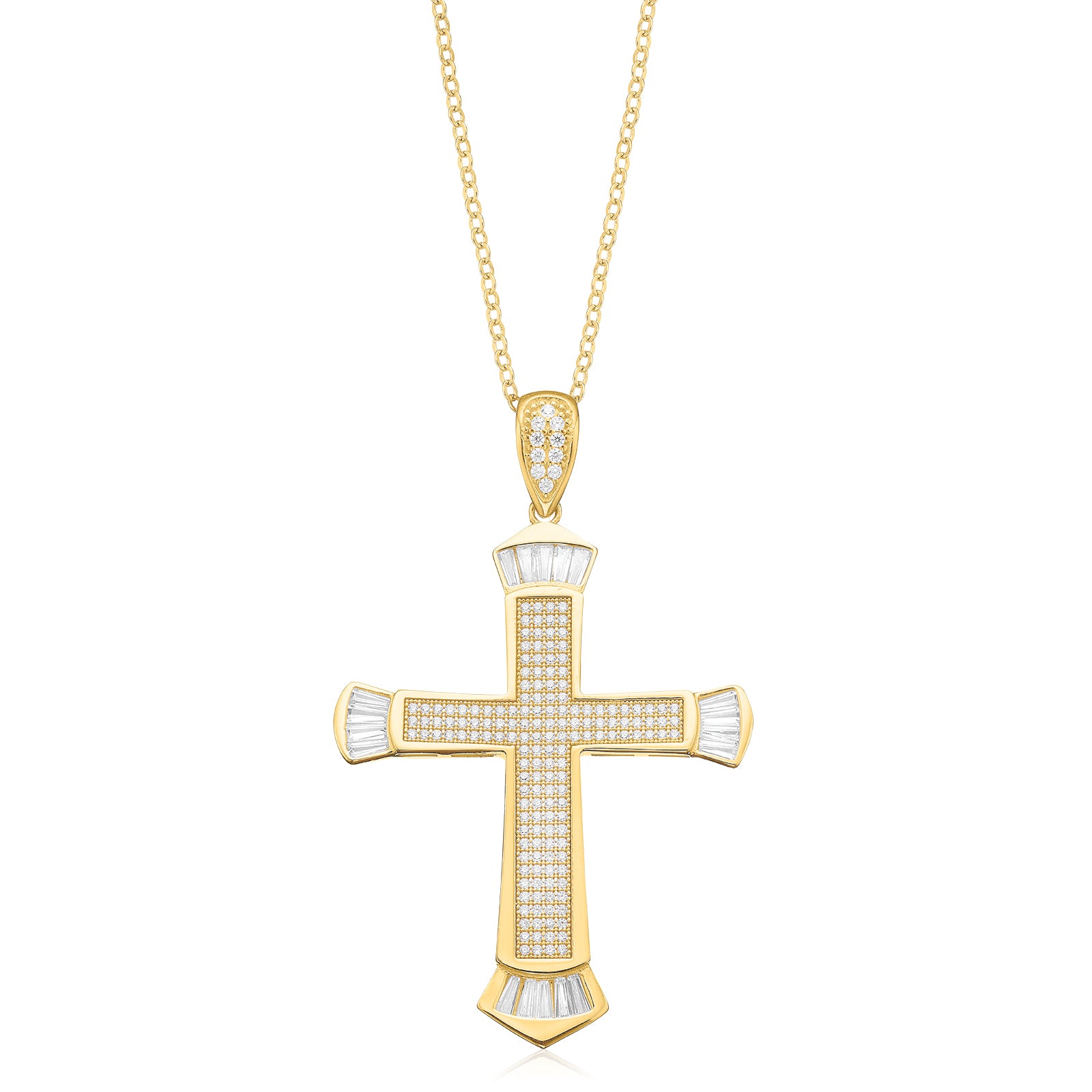 9ct Yellow Gold with Cubic Zirconia Crucifix Pendant