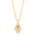 9ct Yellow Gold with Blue Spinel & Cubic Ziconia Hand of Fatima Pendant