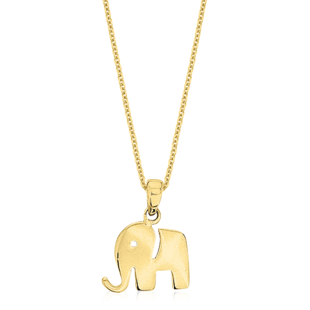 9ct Yellow Gold Round Elephant Pendant