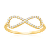 9ct Yellow Gold with Round Cut Cubic Zirconia Infinity Ring