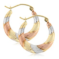9ct Yellow Gold & Silver-filled 18mm Creole Hoop Earrings