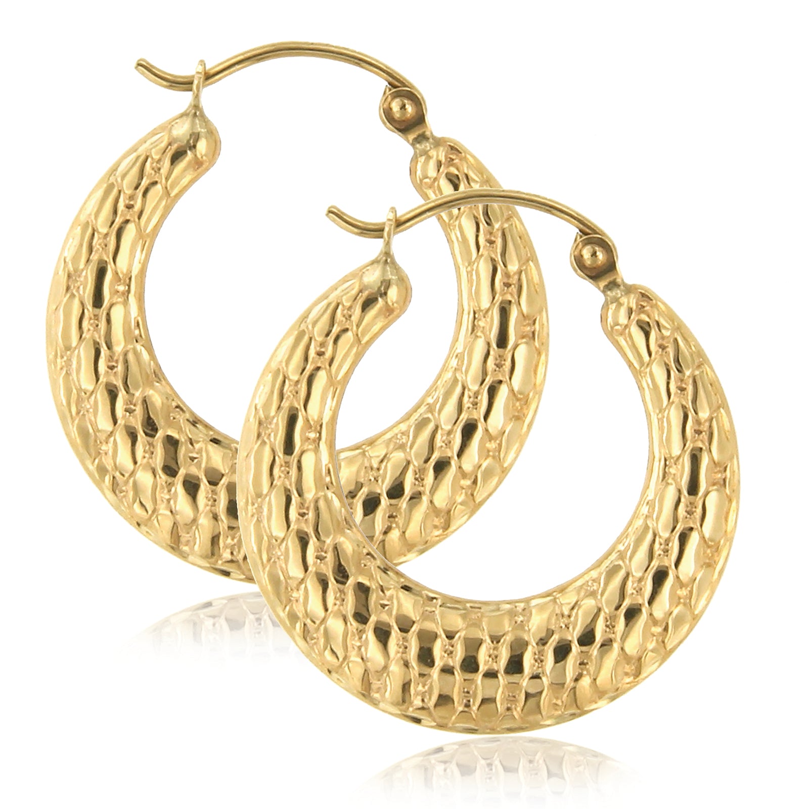 9ct Yellow Gold Silver Filled 20mm Creole Hoop Earrings – Zamels