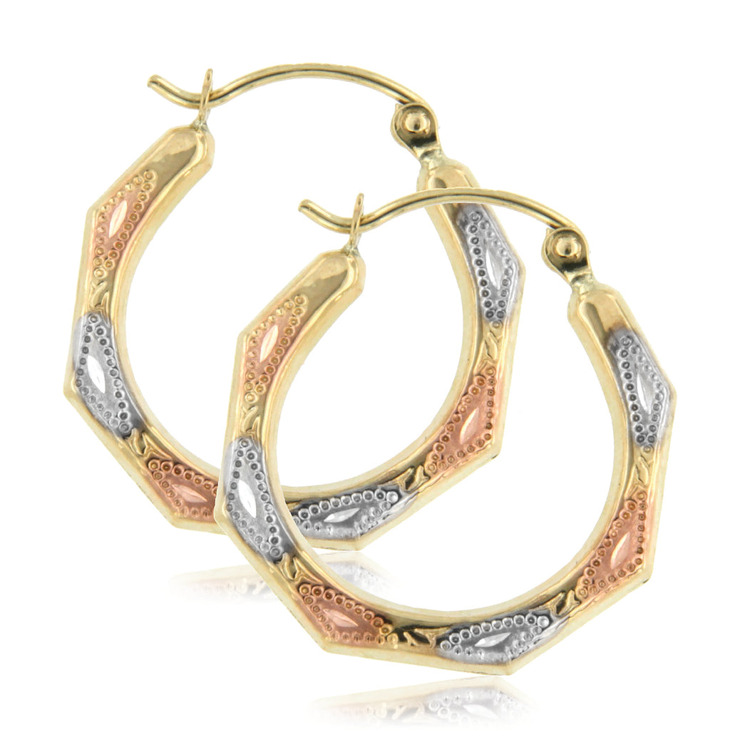 9ct Yellow Gold & Silver-filled 18mm Creole Plain Hoop Earrings