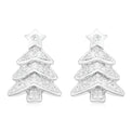 Sterling Silver with Cubic Zirconia Christmas Star Drop Earrings