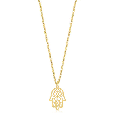 9ct Yellow Gold & Silver-filled Hand of Fatima Pendant