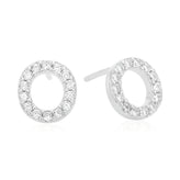 Sterling Silver with Cubic Zirconia Initial Stud Earrings