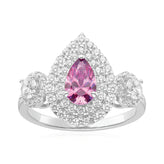 KISS Sterling Silver with Pear & Round Brilliant Cut Purple and White Swarovski Zirconia Ring