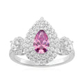 KISS Sterling Silver with Pear & Round Brilliant Cut Purple and White Swarovski Zirconia Ring