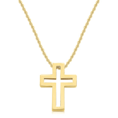 9ct Yellow Gold 45cm Geometric Cross Necklaces