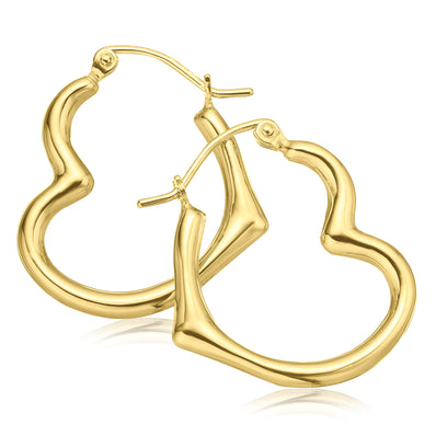 9ct Yellow Gold Silver Filled Heart Hoop Earrings