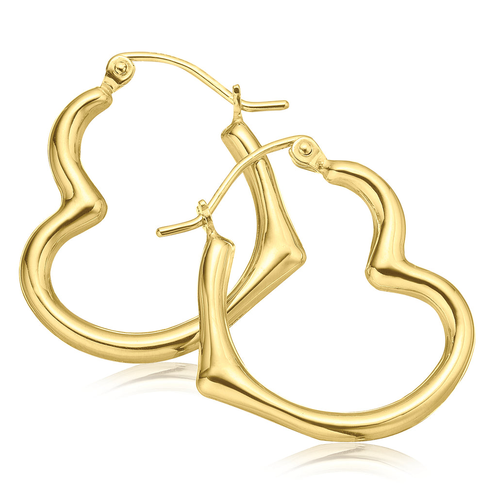 9ct Yellow Gold Silver Filled Heart Hoop Earrings – Zamels