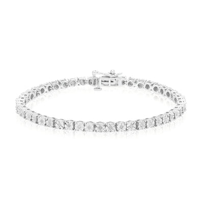 Sterling Silver with Round Brilliant Cut 1/4 CARAT tw Diamond Bracelets