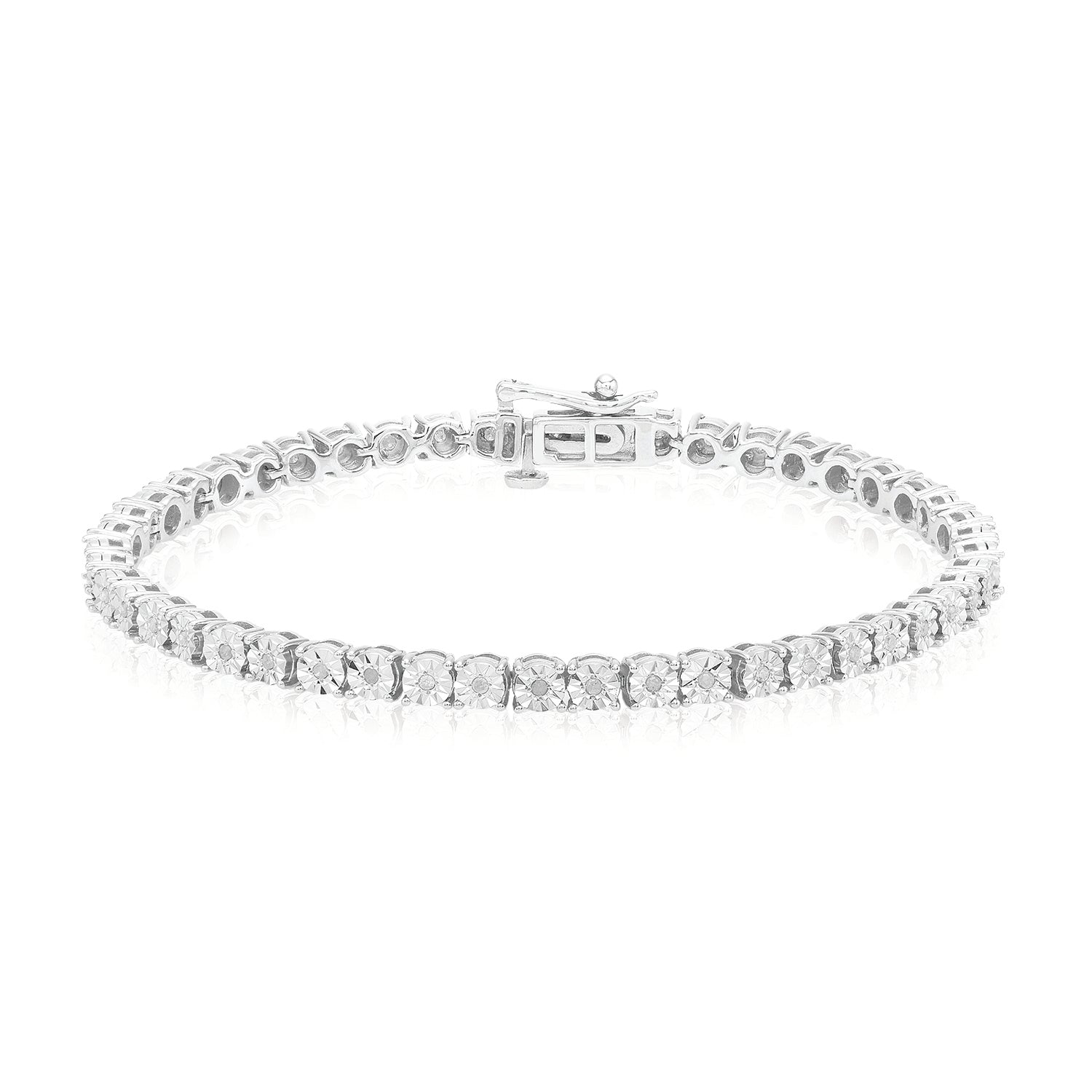 Sterling Silver with Round Brilliant Cut 1/4 CARAT tw Diamond Bracelet
