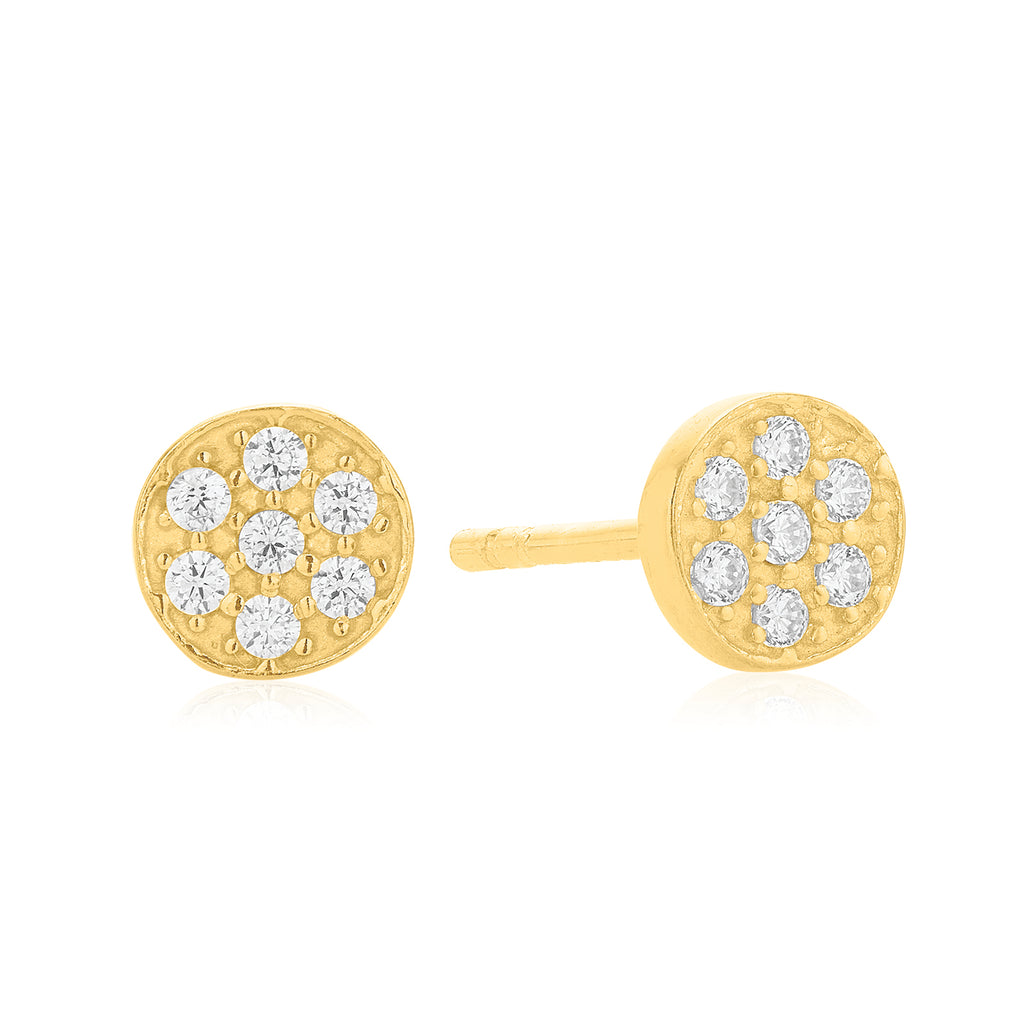 9ct Yellow Gold Silver Filled Round Cut Cubic Zirconia Stud Earrings