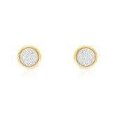 9ct Yellow Gold and Silver-filled with Round Brilliant Cut Cubic Zirconia Stud Earrings