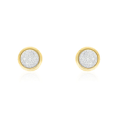 9ct Yellow Gold and Silver-filled with Round Brilliant Cut Cubic Zirconia Stud Earrings