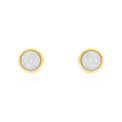 9ct Yellow Gold and Silver-filled with Round Brilliant Cut Cubic Zirconia Stud Earrings