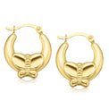 9ct Yellow Gold Silver Filled Butterfly Hoop Earrings