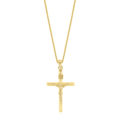 9ct Yellow Gold & Silver-filled Cross Crucifix Pendant