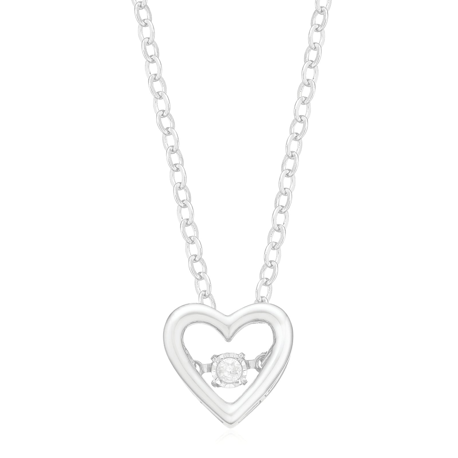 Sterling Silver with Round Brilliant Cut Diamond Set Pendant