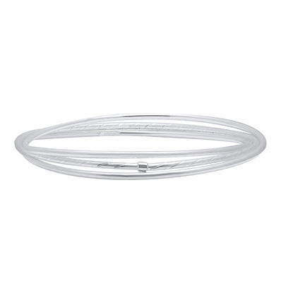Sterling Silver Round 65mm Triple Bangle