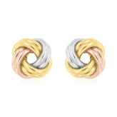9ct Three Tone Gold Knot Stud Earrings