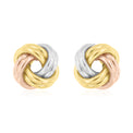 9ct Three Tone Gold Knot Stud Earrings