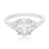 Sterling Silver with Oval & Round Cut White Cubic Zirconia Rings