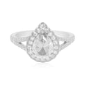 Sterling Silver with Pear & Round Brilliant Cut White Cubic Zirconia Rings