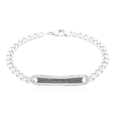 Sterling Silver 1/4 CARAT tw Black Diamonds Bracelets with Round Brilliant Cut