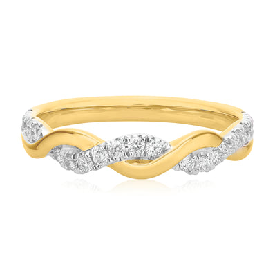 Celebration 18ct Yellow Gold with Round Brilliant Cut 0.20 Carat tw of Lab Grown Diamond Ring