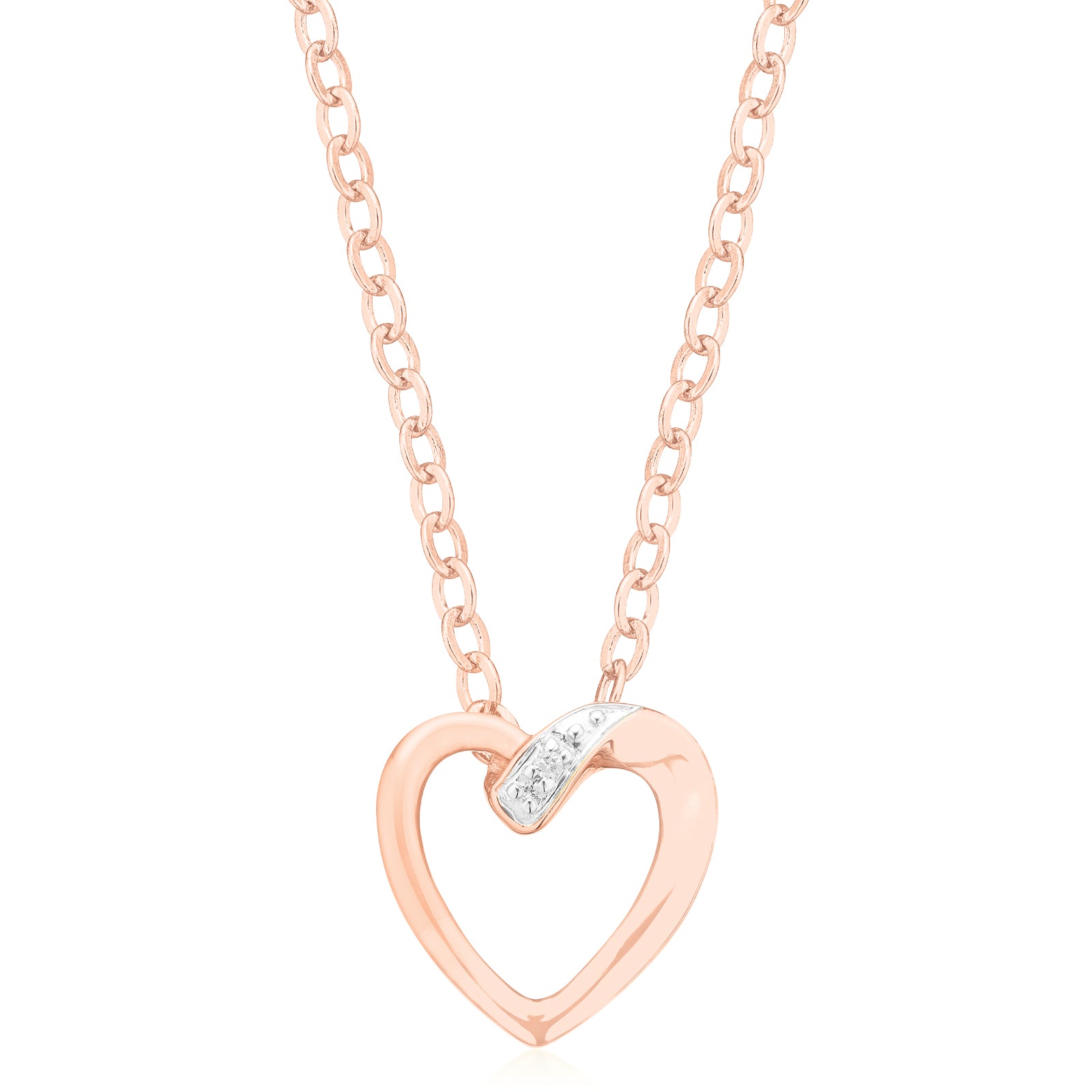 9ct Rose Gold with Round Brilliant Cut Diamond Set Pendant