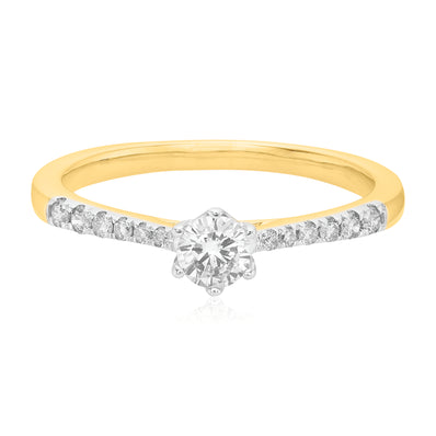 9ct Yellow Gold with Round Brilliant Cut 1/3 CARAT tw of Diamond Ring