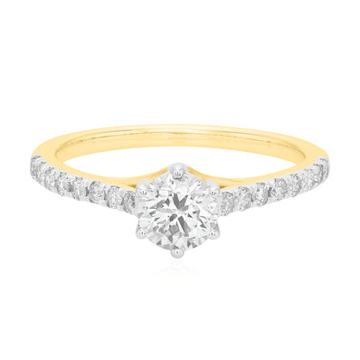 9ct Yellow Gold with Round Brilliant Cut 1 CARAT tw of Diamond Ring