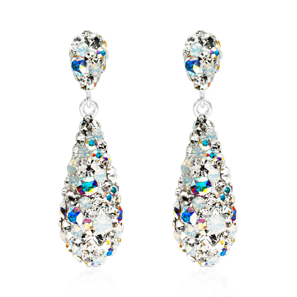 Eclipse Sterling Silver with Round Cut White Crystal Drop Earrings Zamels