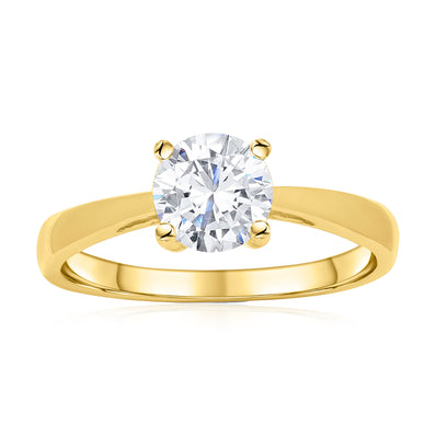 HUSH 9ct Yellow Gold with Round Brilliant Cut 1 CARAT Diamond Simulant Ring