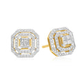 New York 14ct Yellow Gold with Princess & Round Cut 1/2 CARAT tw of Diamond Stud Earrings