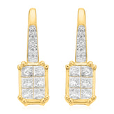New York 14ct White Gold with Princess Cut 1/2 CARAT tw Diamond Drop Earrings