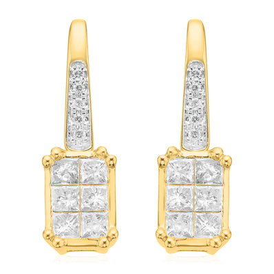 New York 14ct White Gold with Princess Cut 1/2 CARAT tw Diamond Drop Earrings
