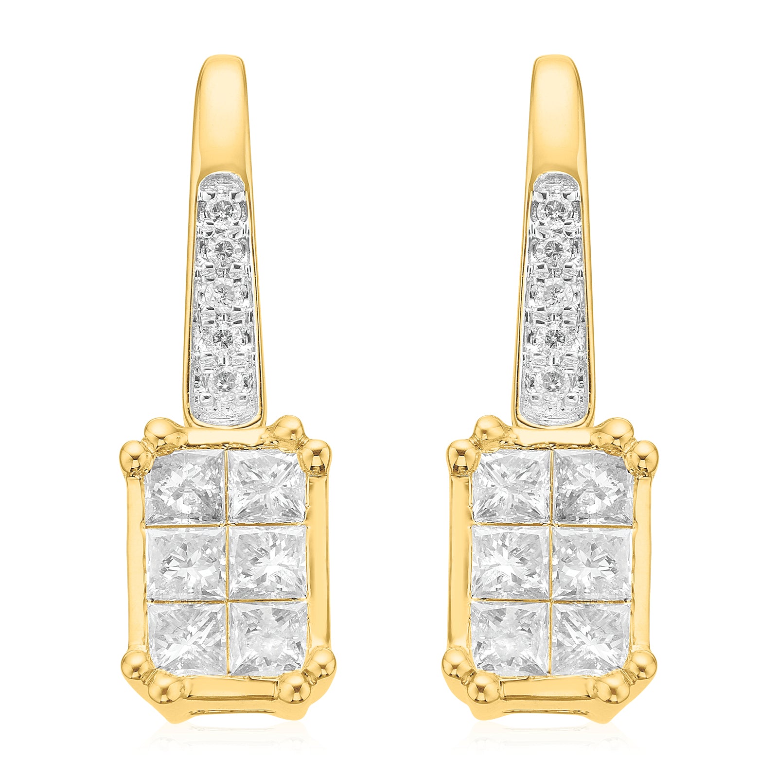 New York 14ct White Gold with 0.50 ctw Diamond Drop Earrings