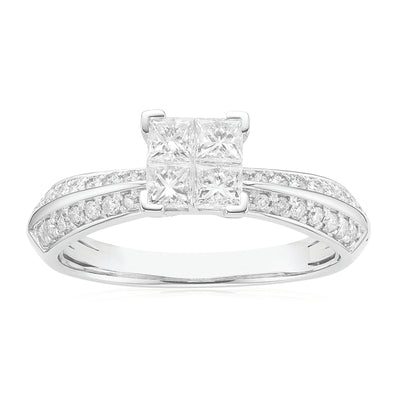 New York 14ct White Gold with Princess Cut 3/4 CARAT tw Diamond Ring