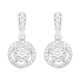 London 9ct White Gold with Round Brilliant Cut 1/4 CARAT tw Diamond Drop Earrings