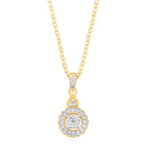 London 9ct Yellow Gold with Round Brilliant Cut 1/4 CARAT tw Diamond Pendant