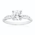 Sterling Silver with Round Brilliant Cut 6.5mm Cubic Zirconia Fashion Rings