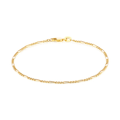 9ct Yellow Gold & Silver-filled 19cm 1:3 Figaro 50g Bracelet