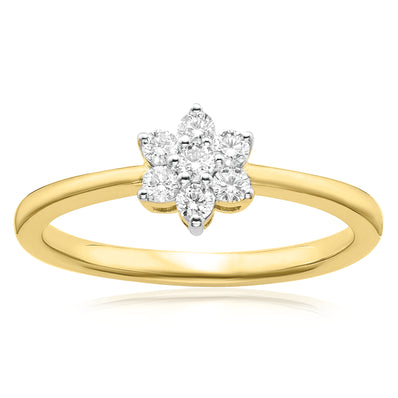 Celebration 9ct Yellow Gold with Round Brilliant Cut 1/4 CARAT tw of Lab Grown Diamond Dress Ring